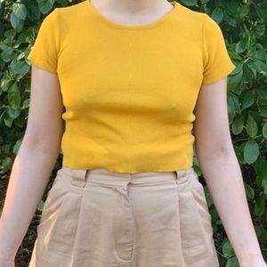 mustard yellow t shirt